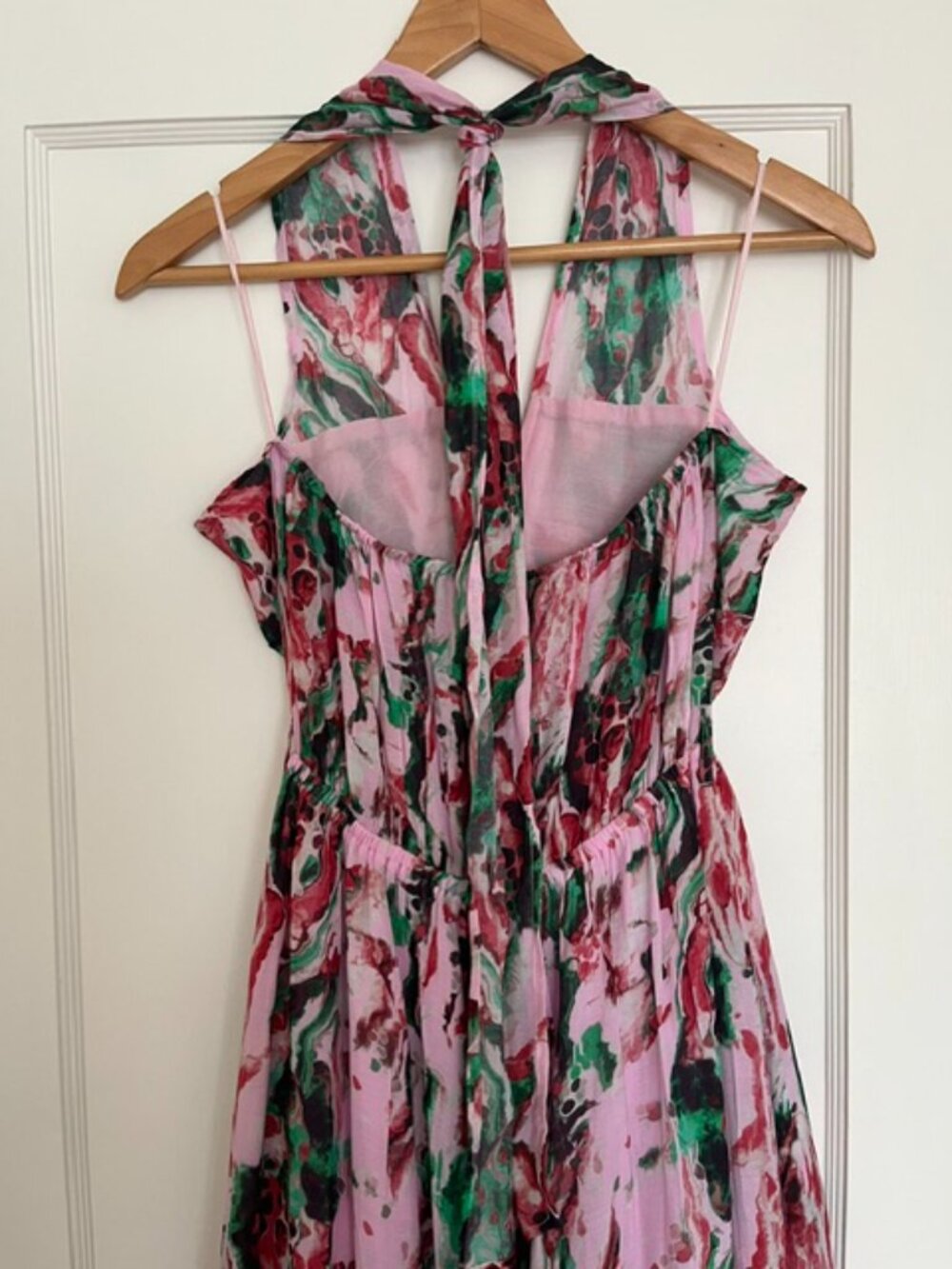 Lula Soul Halter Maxi Dress in Pink Watercolor | Size Small - Picture 7 of 12
